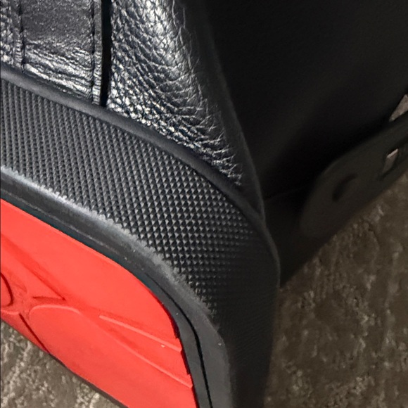 Christian Louboutin Black Leather Tote Red Interior Beaded Crest - Picture 13 of 15
